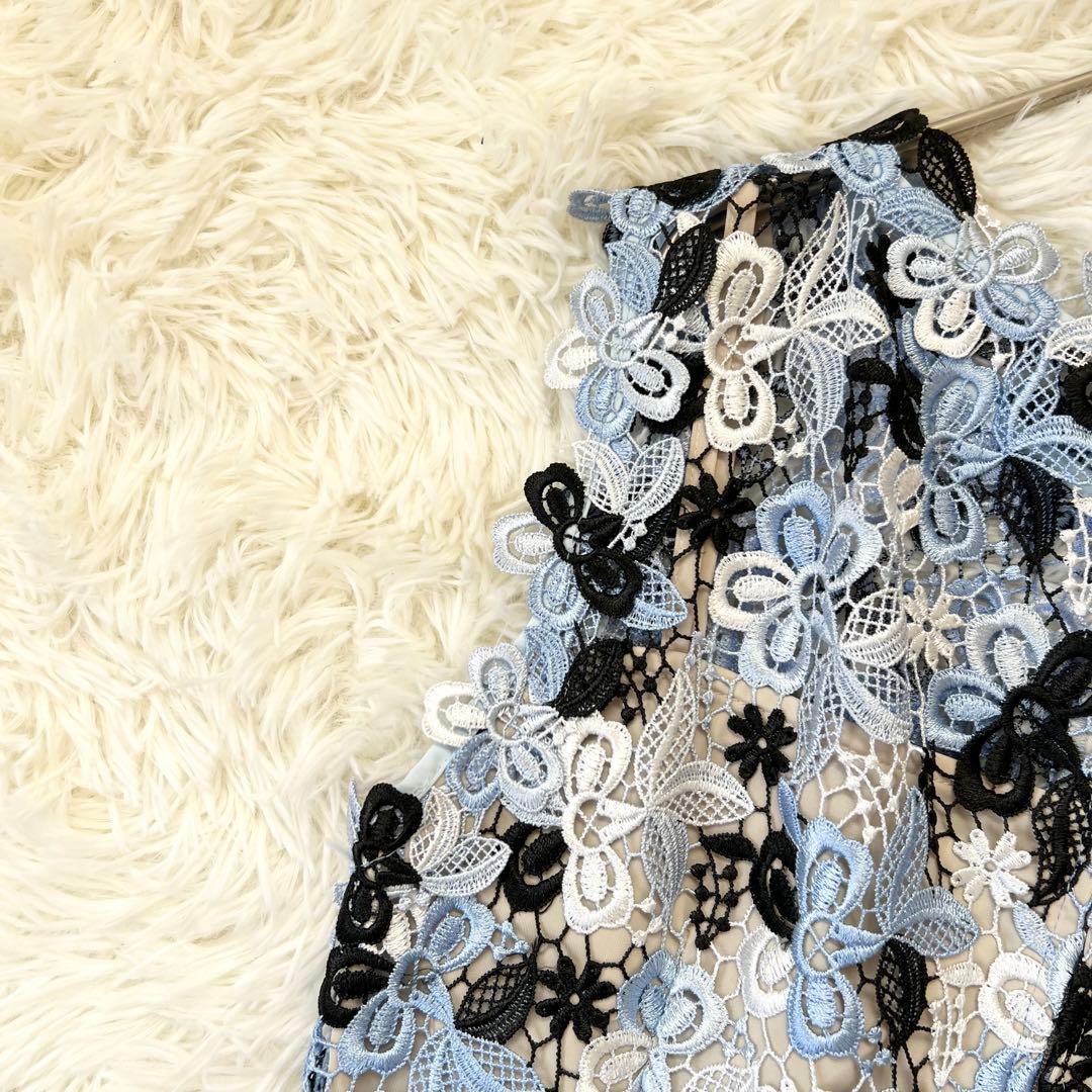美品　ダーマコレクション　クリスセリーン　総レースワンピース　お呼ばれ　刺繍