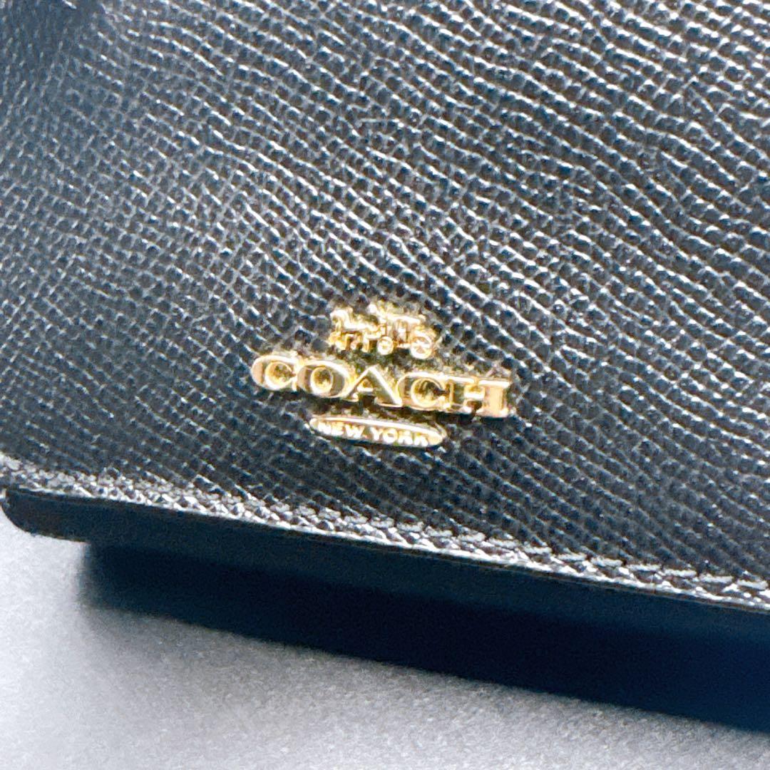 ✨極美品✨コーチ COACH ブラック 本革 コンパクト３つ折り財布 ✧