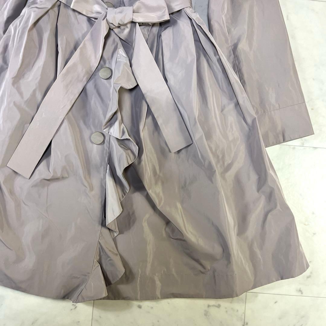 極美品TO BE CHIC フリル　スプリングコート　ウエストリボン　Aライン