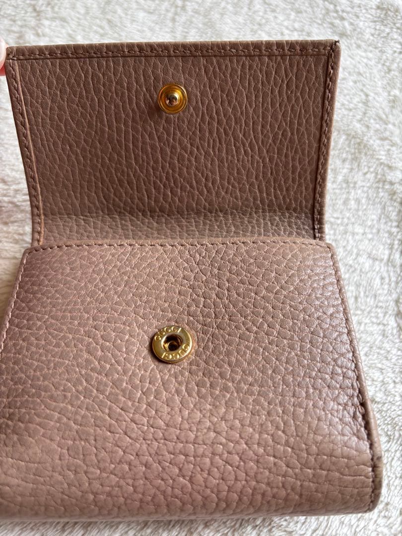 GUCCI 三つ折り財布　ピンクベージュ