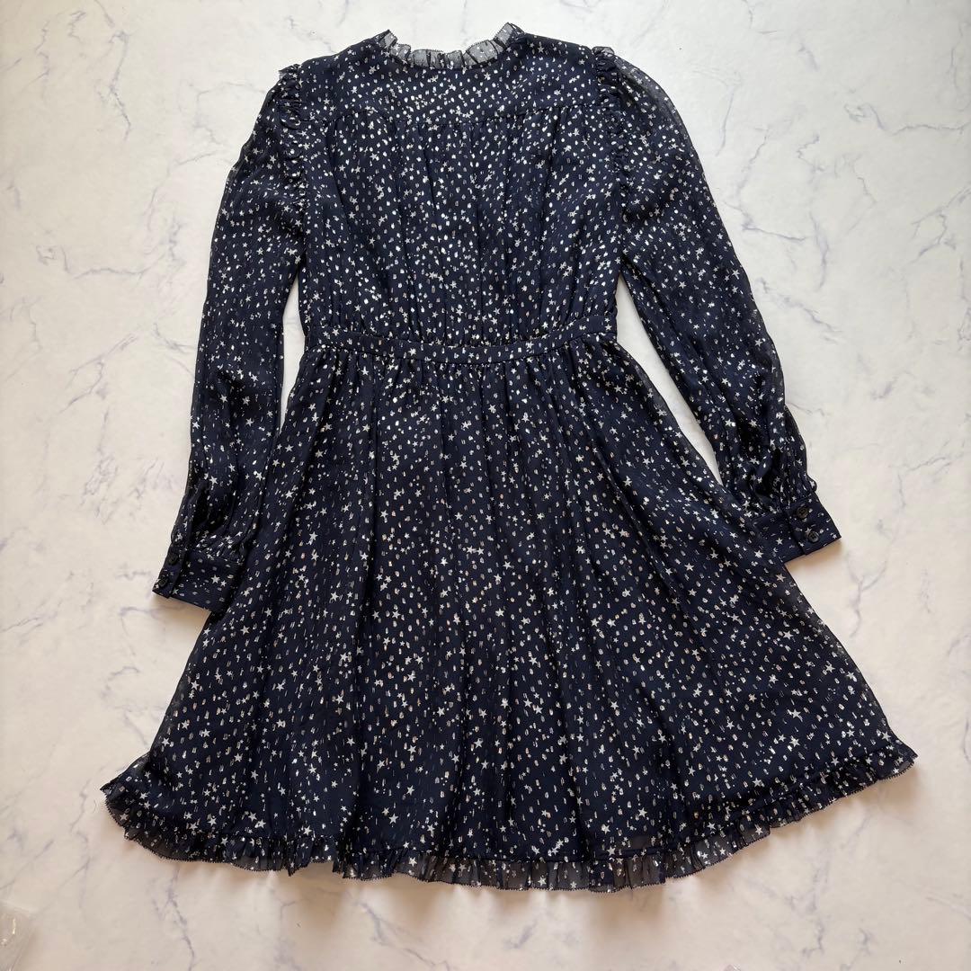 極美品 ケイトスペード 星柄ワンピース シルク93% カシュクール