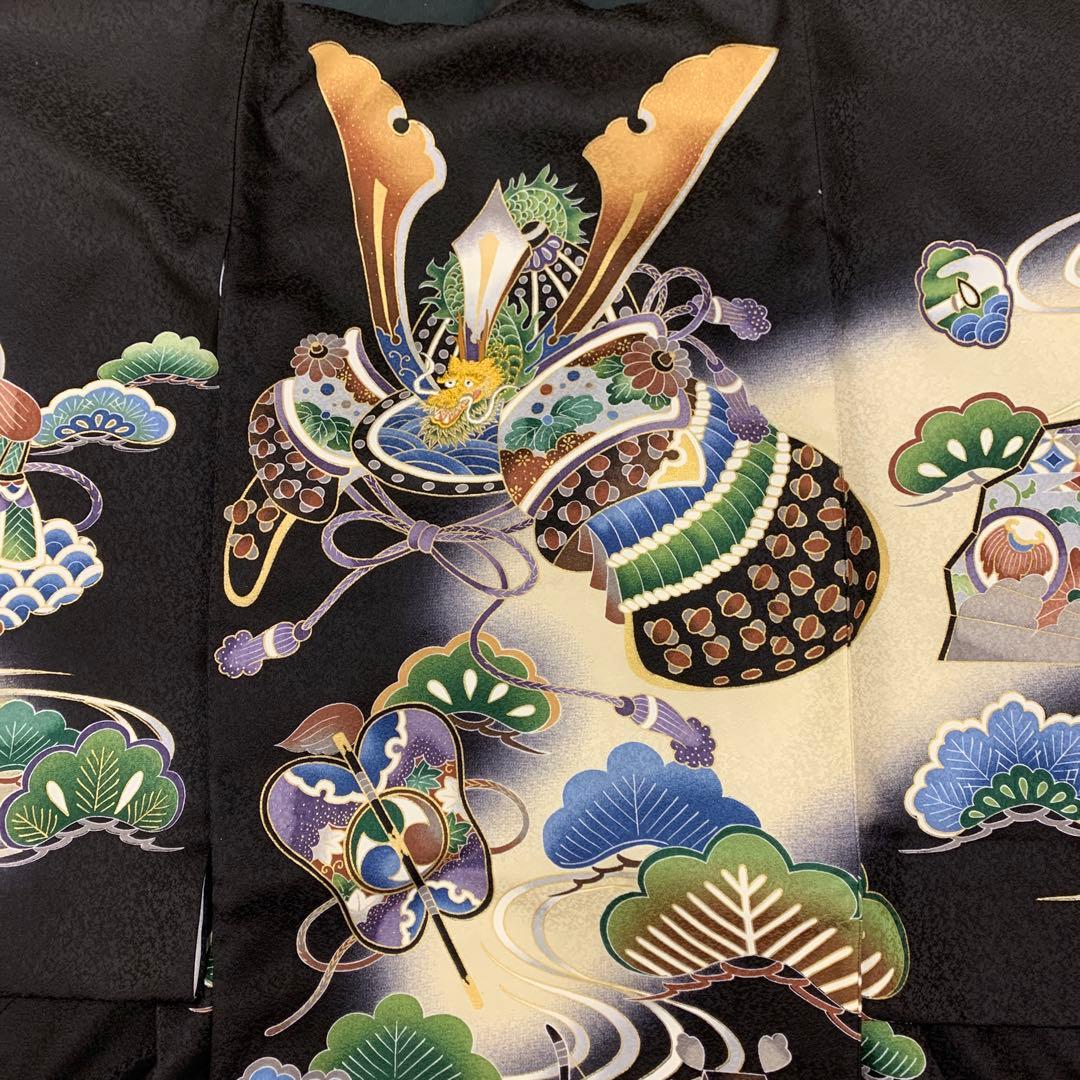 新品（純古典）龍刺繍入り（祝着） 産着 京友禅工芸染　大将龍兜大王松豪華祝い文