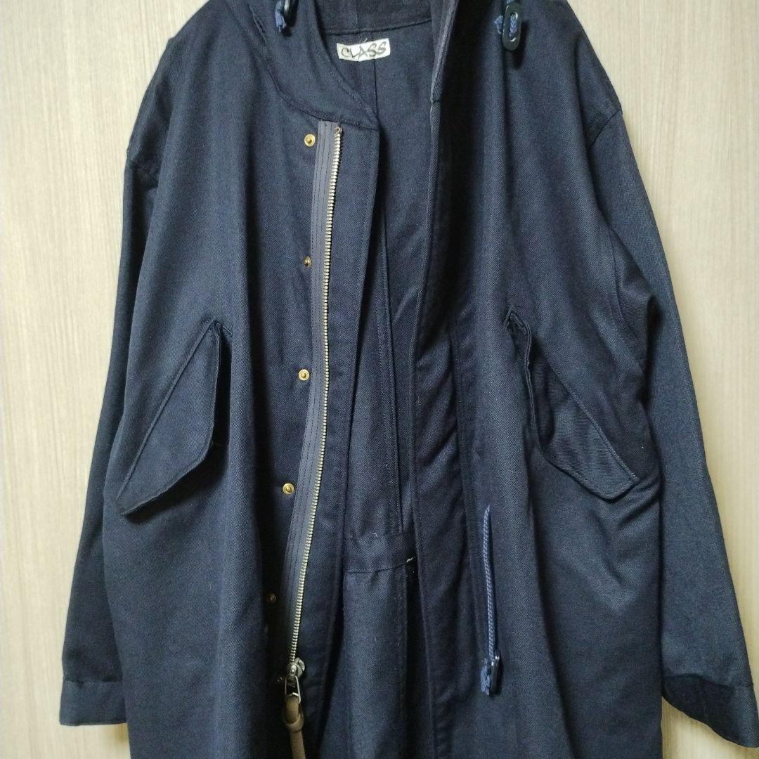 class ネイビー フード付き モッズコート