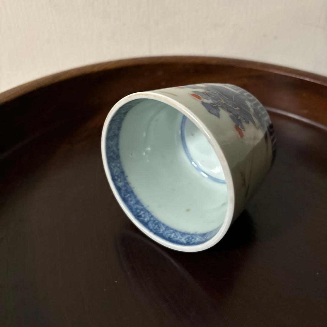 古伊万里色絵蕎麦猪口　1点　江戸時代　アンティーク　白磁　酒器　盃　湯呑検:李朝