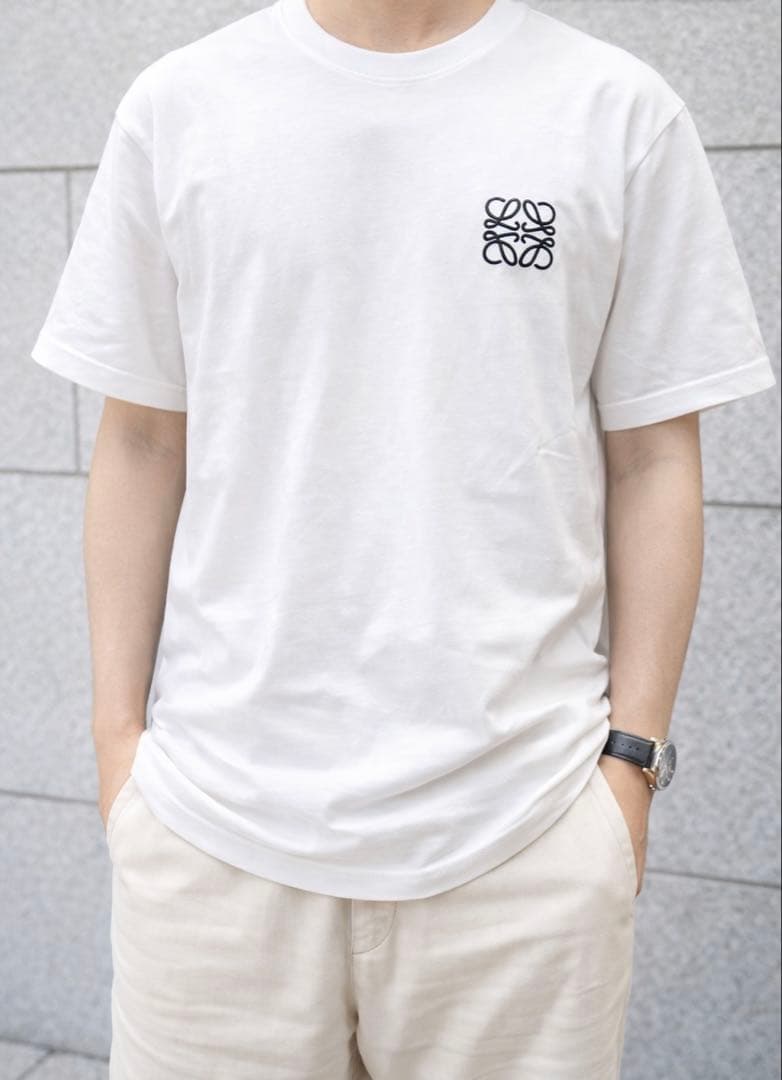 V　LOEWE ロエベ アナグラム刺繍 Tシャツ ホワイトM 半袖 メンズ