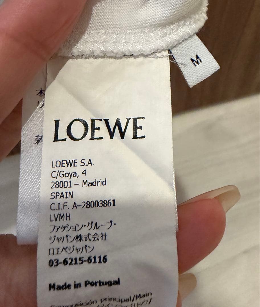 V　LOEWE ロエベ アナグラム刺繍 Tシャツ ホワイトM 半袖 メンズ
