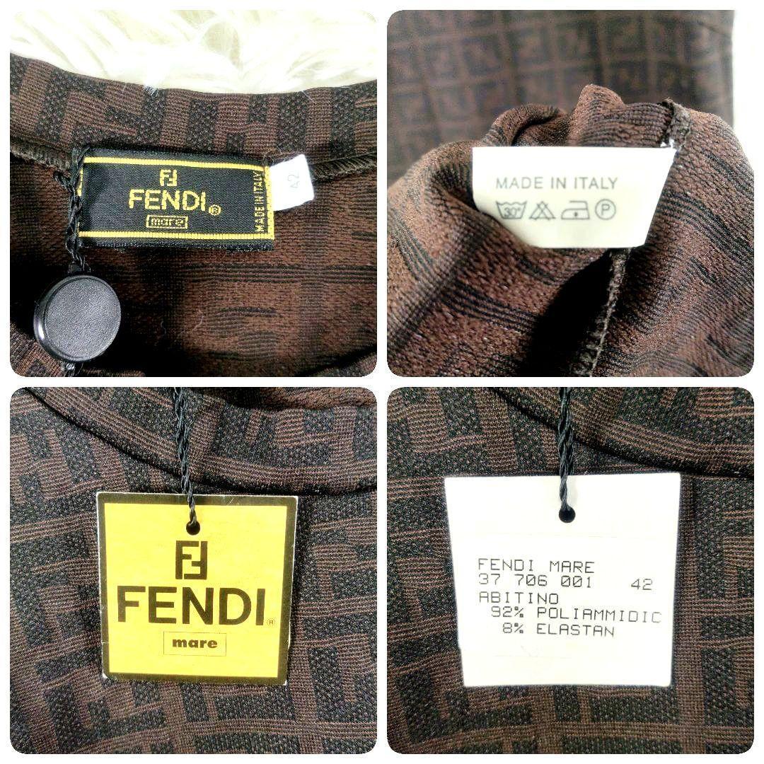 未使用タグ付き　フェンディ　FENDI　ズッカ柄　ノースリーブ　ワンピース　42