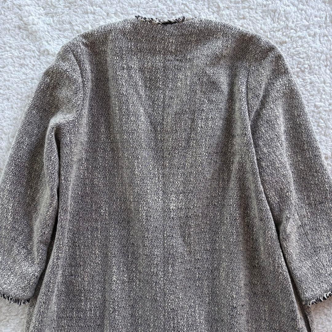 美品✨ヴェルメイユパーイエナ ロングコート ツイード ノーカラー グレー