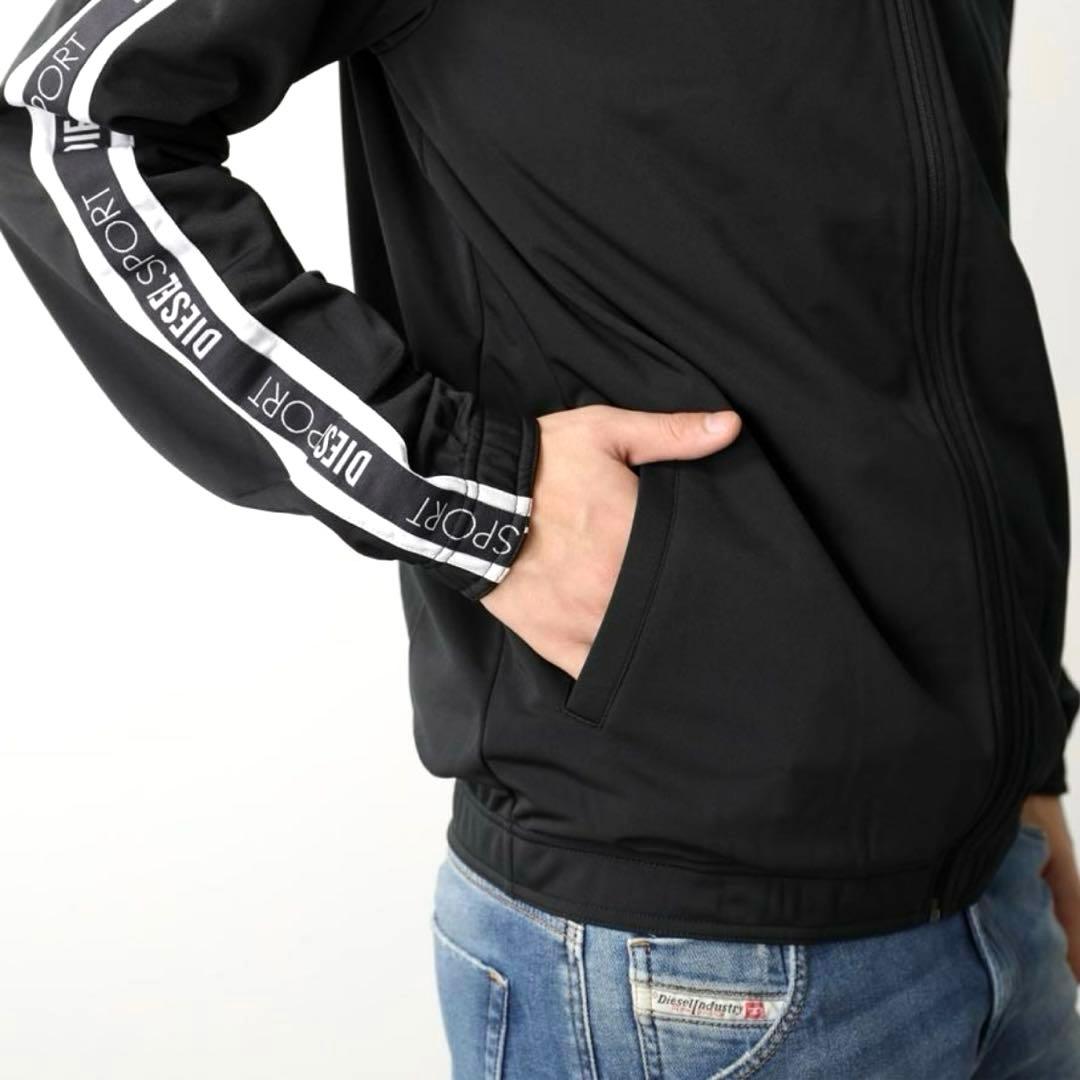 【美品】DIESEL SPORT トラックジャケット ロゴプリント 黒×白 S
