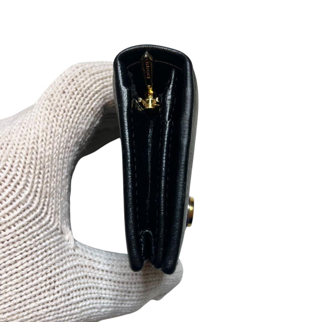 GUCCI グッチ インターロッキング G マリーナ 二つ折り財布 GG 黒