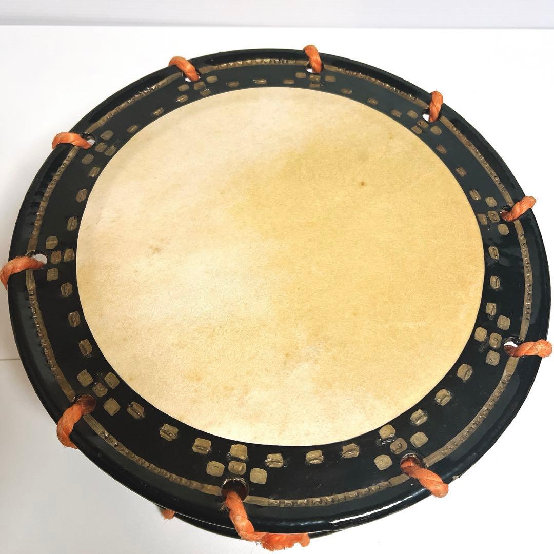 締め太鼓　和太鼓 34.5cm×16cm 蒔絵　打楽器　鼓面良好　金彩