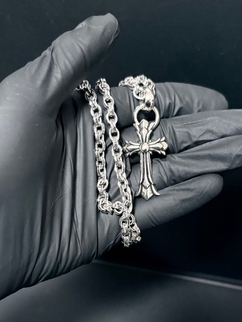 ネックレス ペーパーチェーン ダブルクロス シルバー アクセサリー