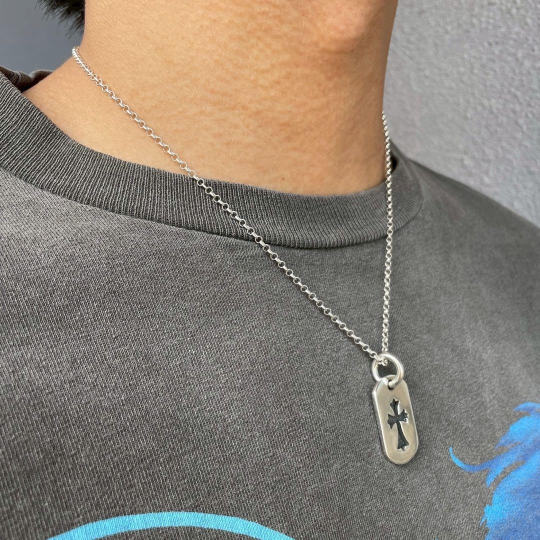 シルバー925 カットアウト クロス ネックレス チェーン セット