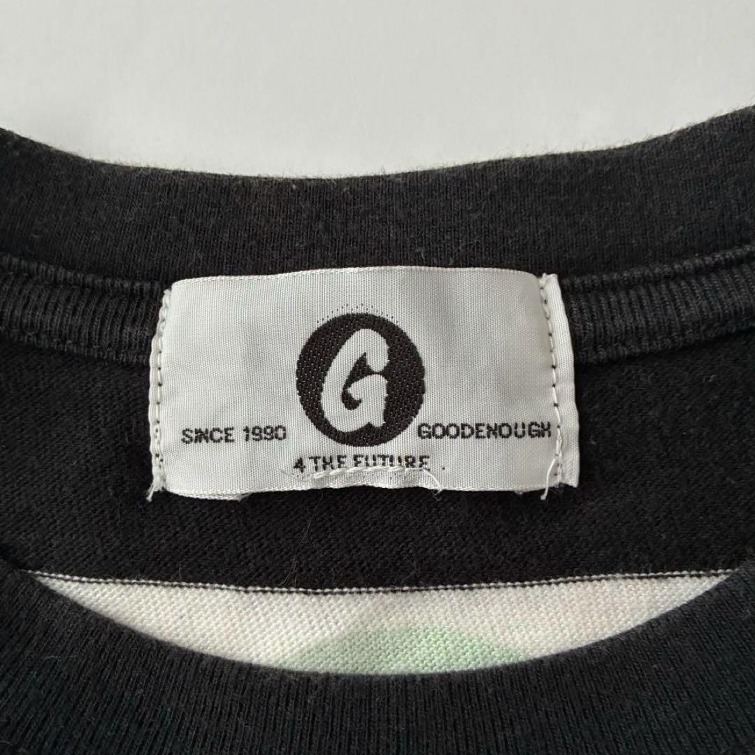 00s 日本製 グッドイナフ ブラック ワイド ボーダー 半袖 Tシャツ M