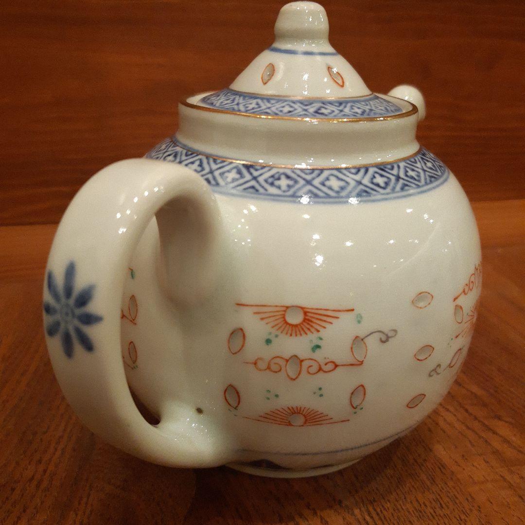 中国景徳鎮茶器 染付け蛍煎茶急須/中国壁掛け飾り皿　アンティーク