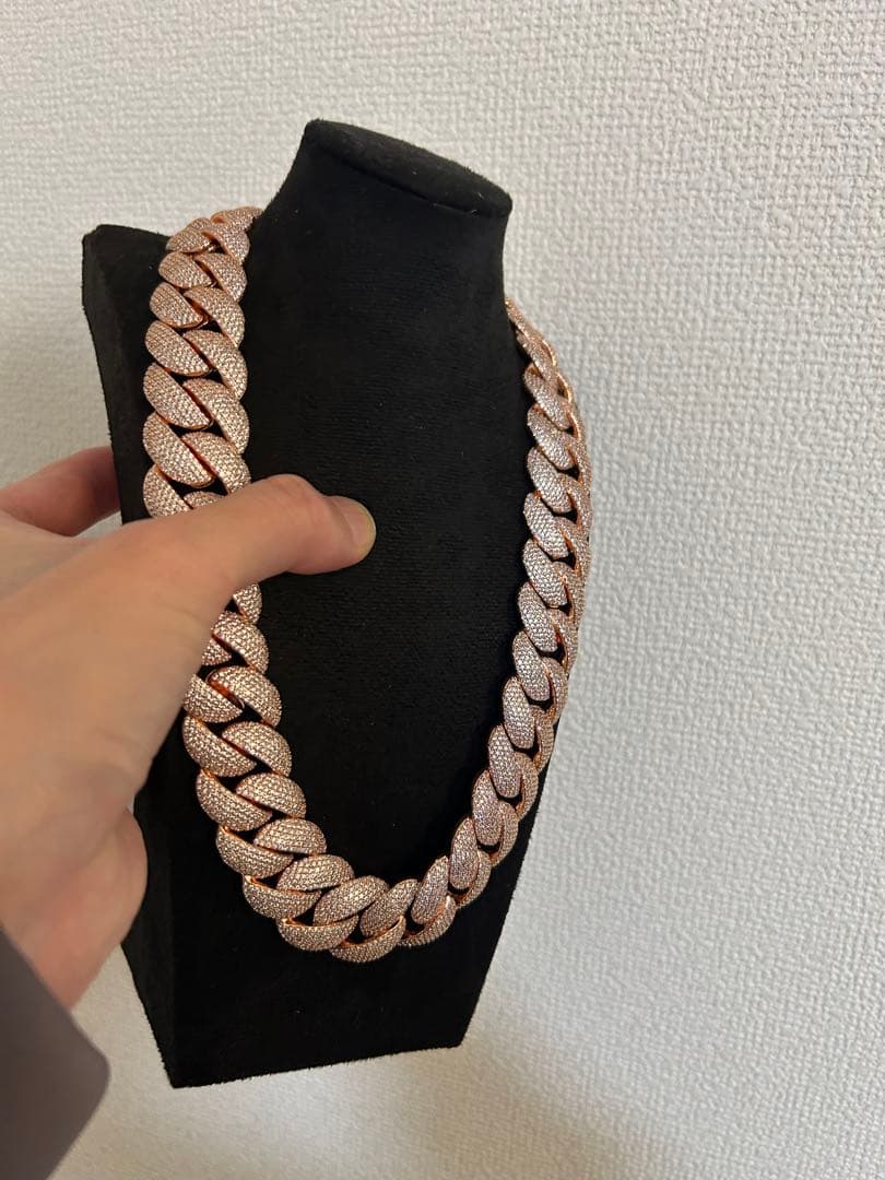 ローズゴールド iced out Miami necklace 20ミリ