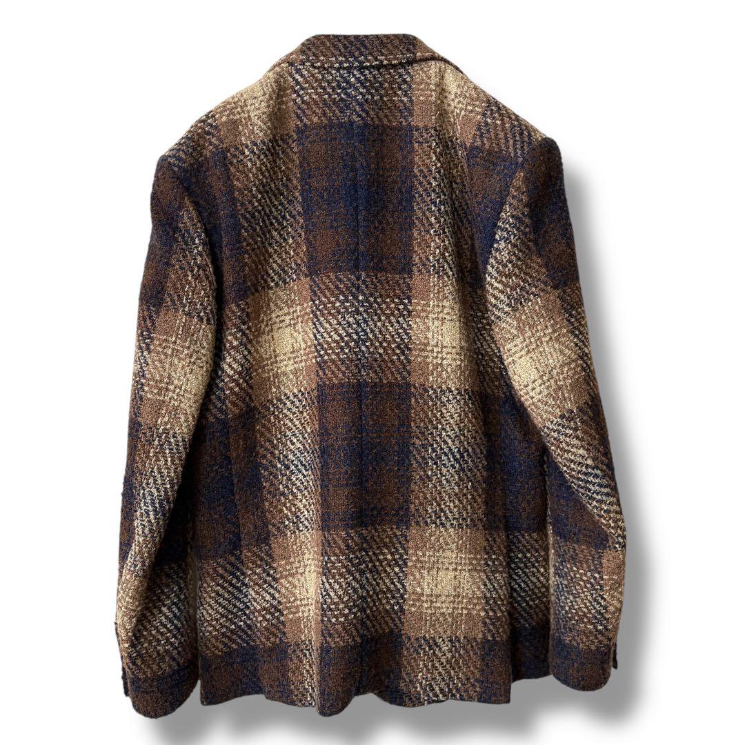【美品】ZARA テーラードジャケット ツイード オンブレチェック 2B XL