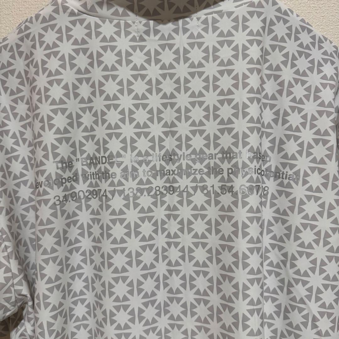 バンデル モックネック 半袖 ゴルフウェア 白×グレー WHITE×GREY