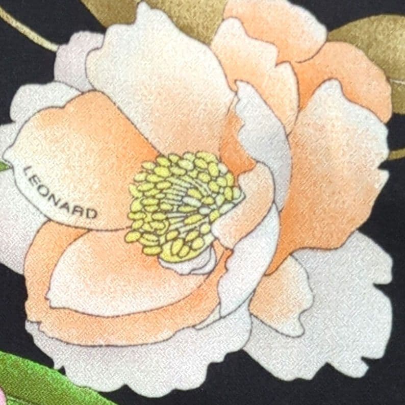 レオナール　LEONARD　カンカン　カーディガン　お花　トリム　サイズ大きめ