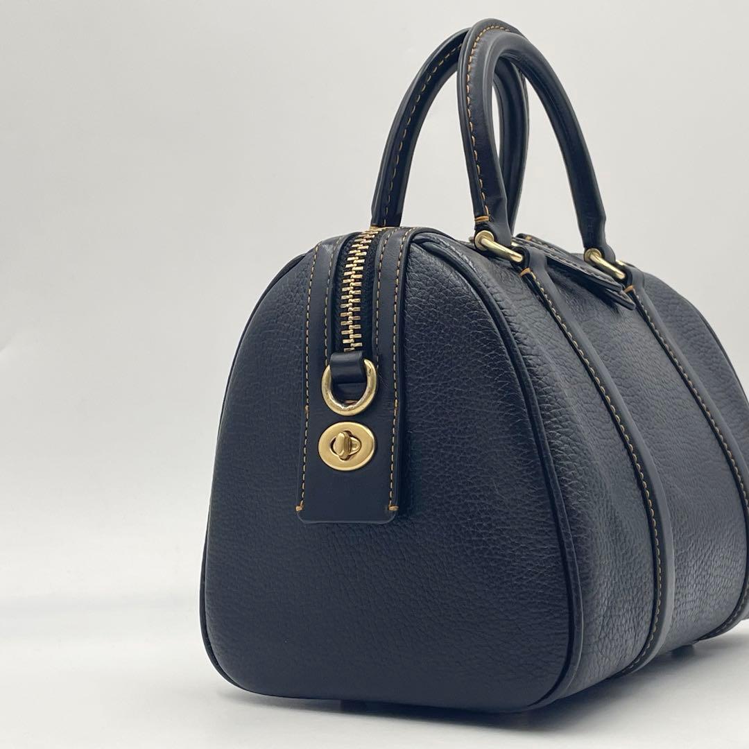 【美品】COACH ルビーサッチェル25 ナチュラルペブル ミニボストンバッグ黒