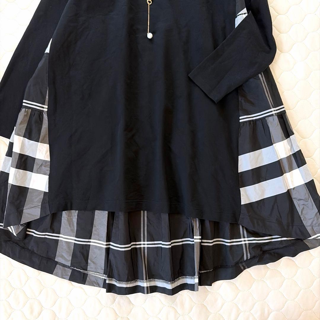 【極美品】BEARDSLEY✴︎タフタビッグチェックワンピース　ブラック