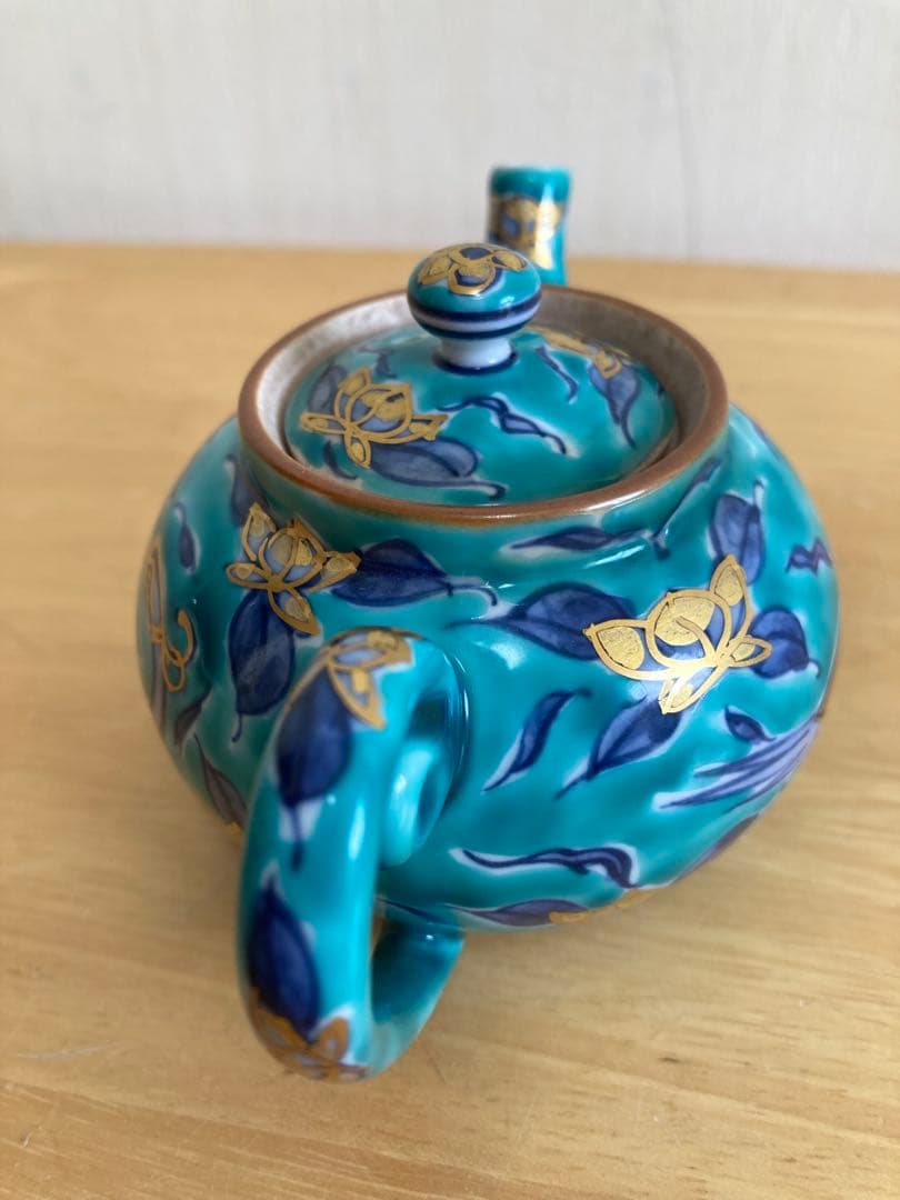 茶器　京焼　急須1客 平安京泉　 青絵　金彩　手描き　鳥　孔雀