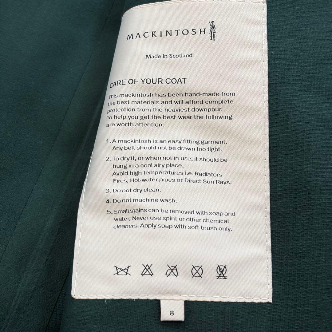 マッキントッシュ 最高級ライン ハンドメイド ゴム引きコート 英国製 グリーン8