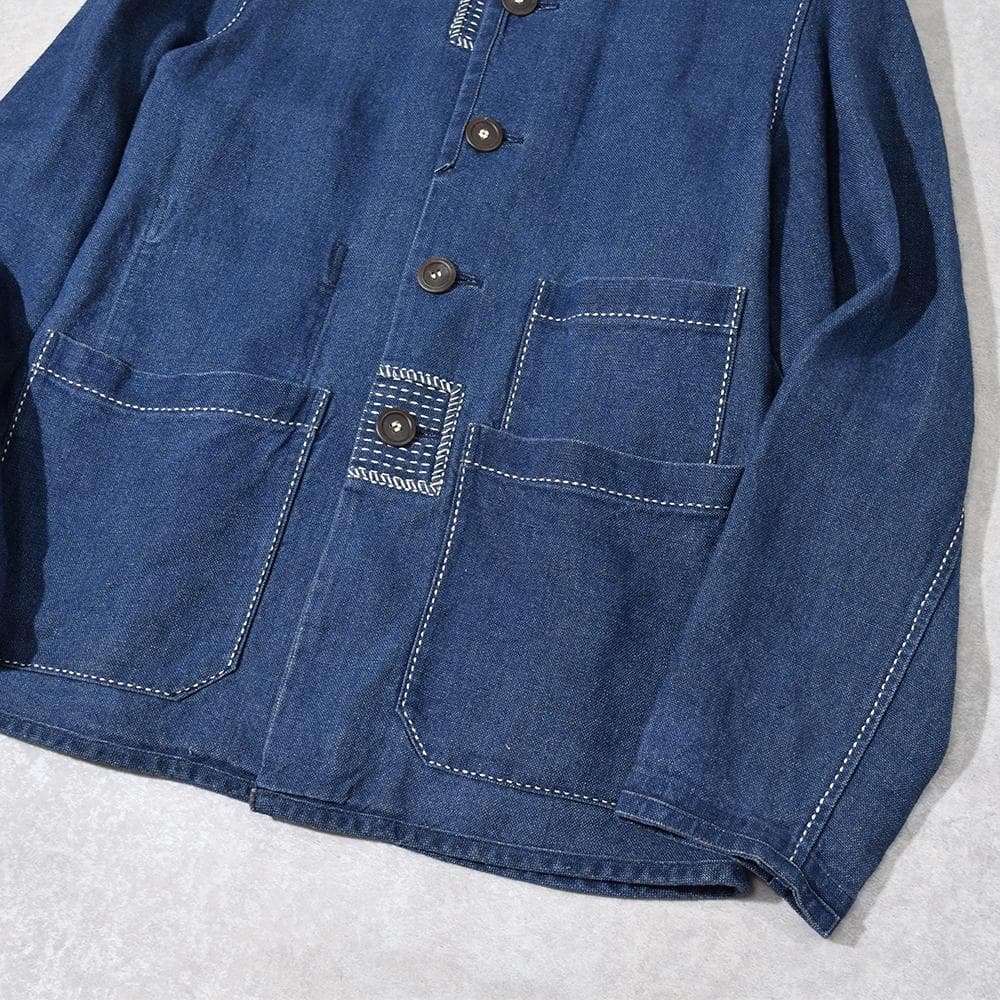 初期 90s ポールスミス 麻デニム 刺し子 リネン カバーオール インディゴ