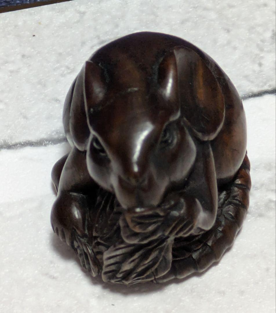 【古美術】「ねずみ型　根付」縁起物 根付 Netsuke 　精密彫刻