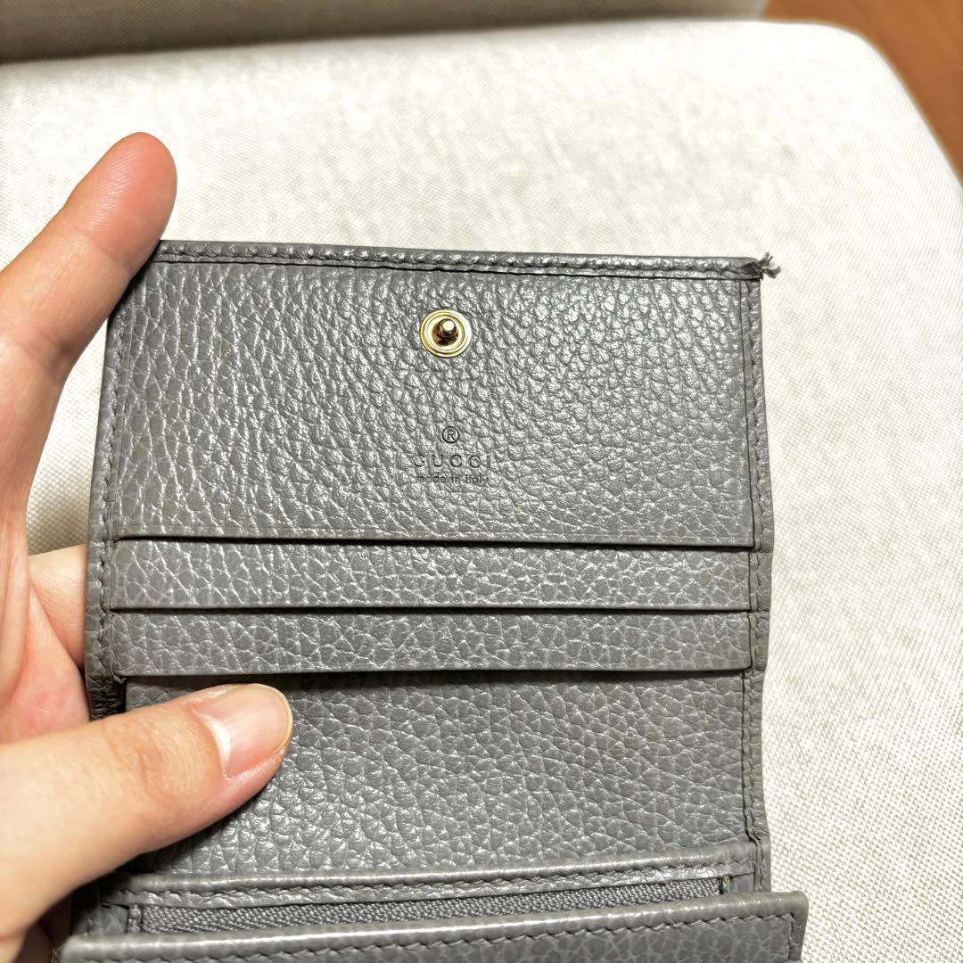 GUCCI 二つ折り財布 グレー レザー