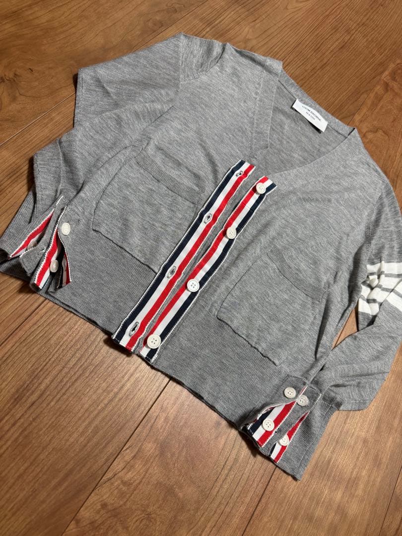 【toa.】THOM BROWNE メリノウール 4bar カーディガン
