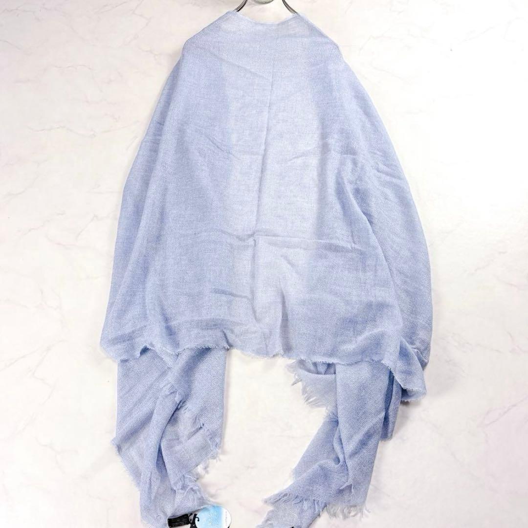 新品✨LANVIN カシミヤ混 大判ストール ラメ 春色 洗える 水色