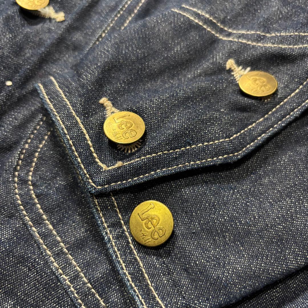 Leeリーデニムジャケットカバーオールインディゴブルー金ボタンアメカジ古着S