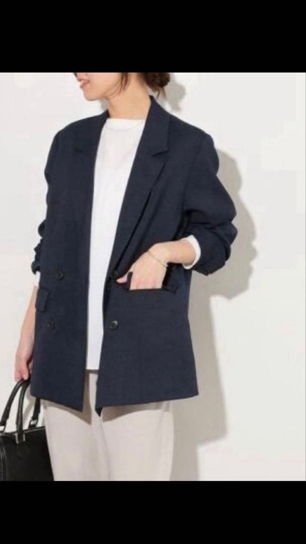 【新品タグ付き】ダブルフロントテーラードジャケット size38 ネイビー