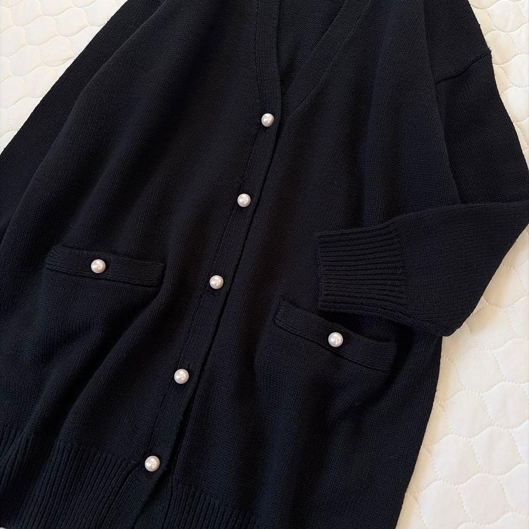 定価2.5万✴︎BEARDSLEY パール釦ロングカーディガン　ブラック