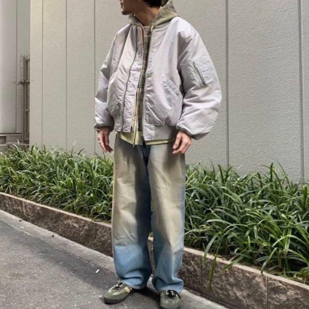 極美品M✨ BEAMS MA-1 リラックスフィット 中綿ジャケット シルバー