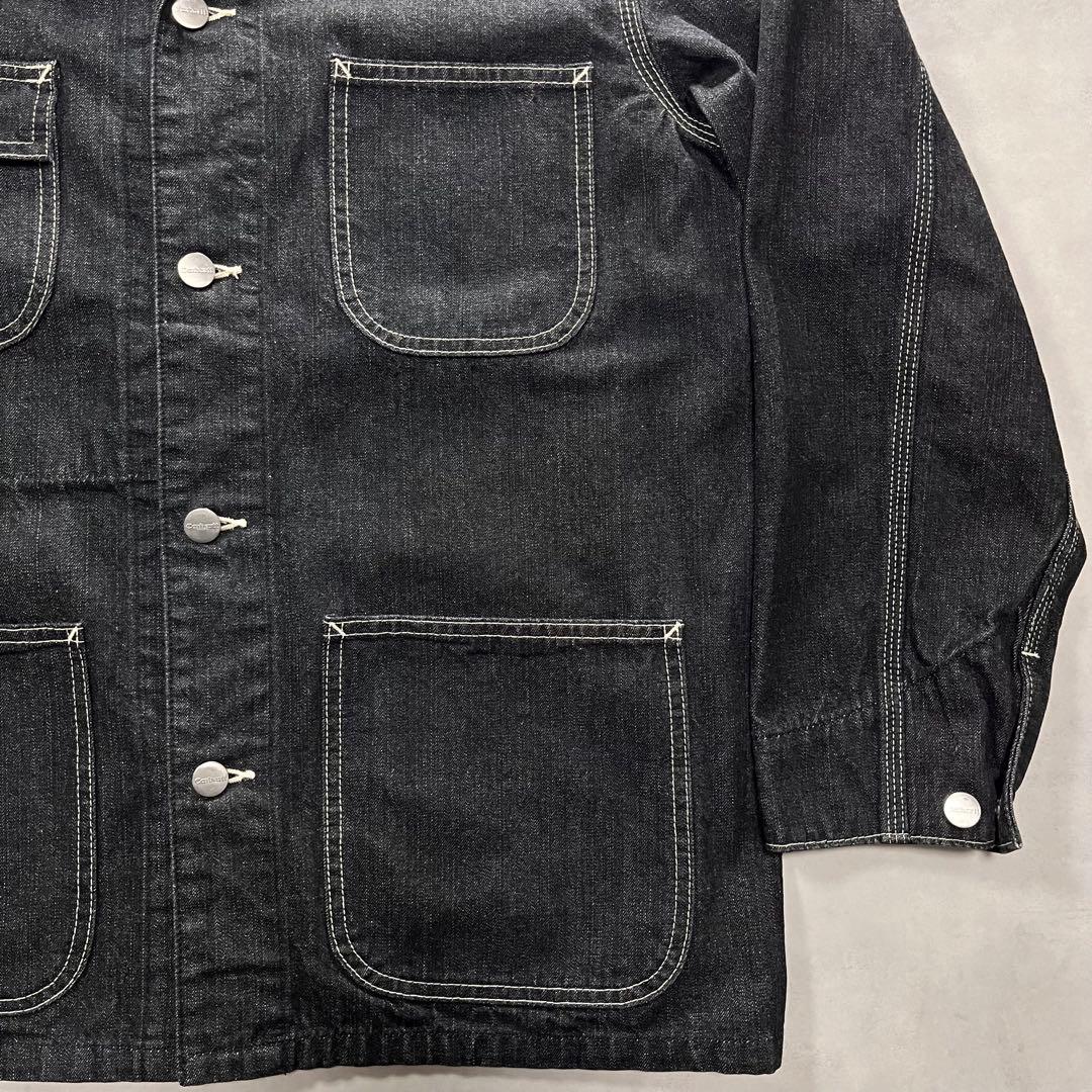 90s Carhartt 先染めブラック デニム ジャケット カバーオール 先染