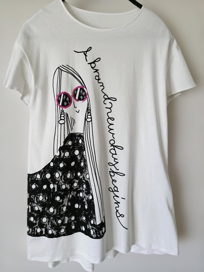 HIROKO BIS チュニックTシャツ　ホワイト　9号