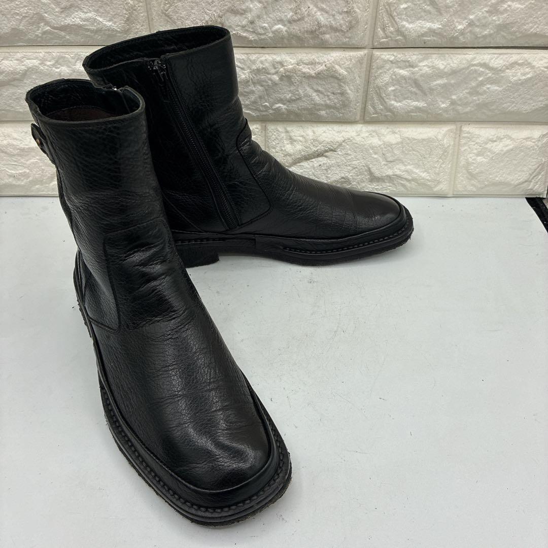 【良品】SAYA サヤ サイドジップ ミドルブーツ 24 シボ革 サイドジップ