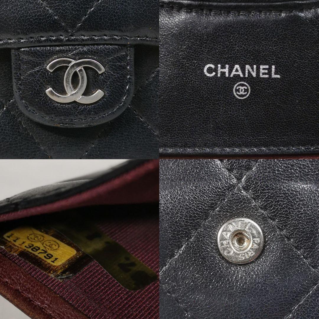 【極美品】CHANEL マトラッセ 二つ折り財布 クラシック 新品チェーン付