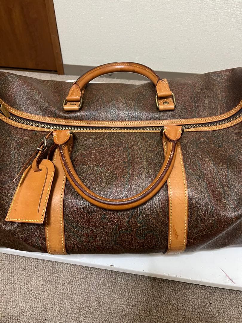 ETRO エトロ ブラウン レザー ボストンバッグ