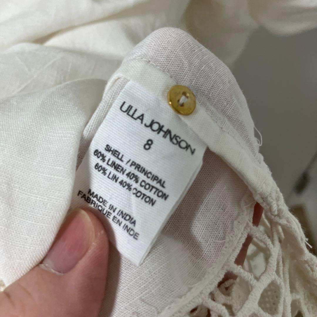 ULLA JOHNSON 膝丈ワンピース　刺繍　ウラジョンソン　白