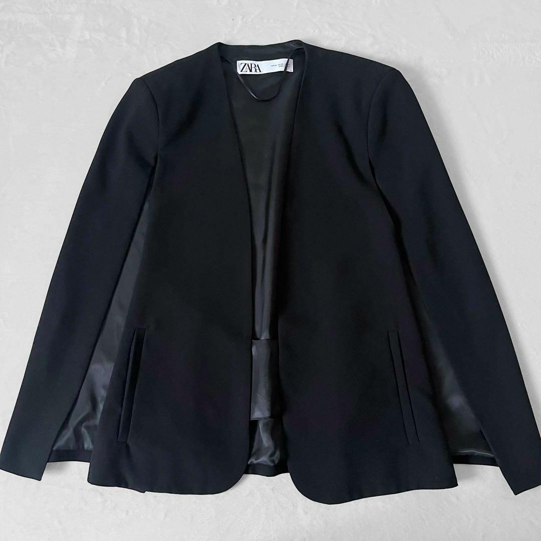 ZARA スリット入りケープジャケット　ブラック黒 ノーカラー　XS