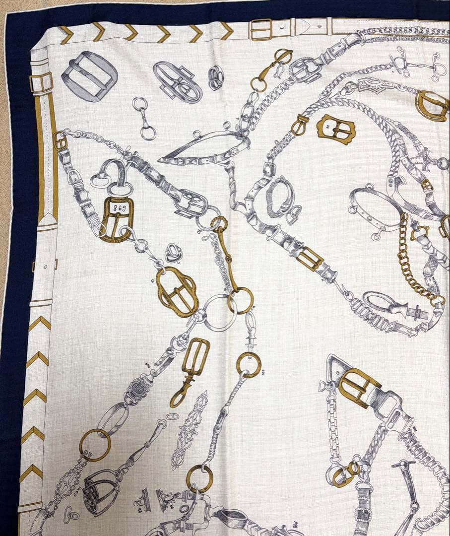 エルメス カシミアシルク カシシル カレジェアン140 シュヴォーデシェネ