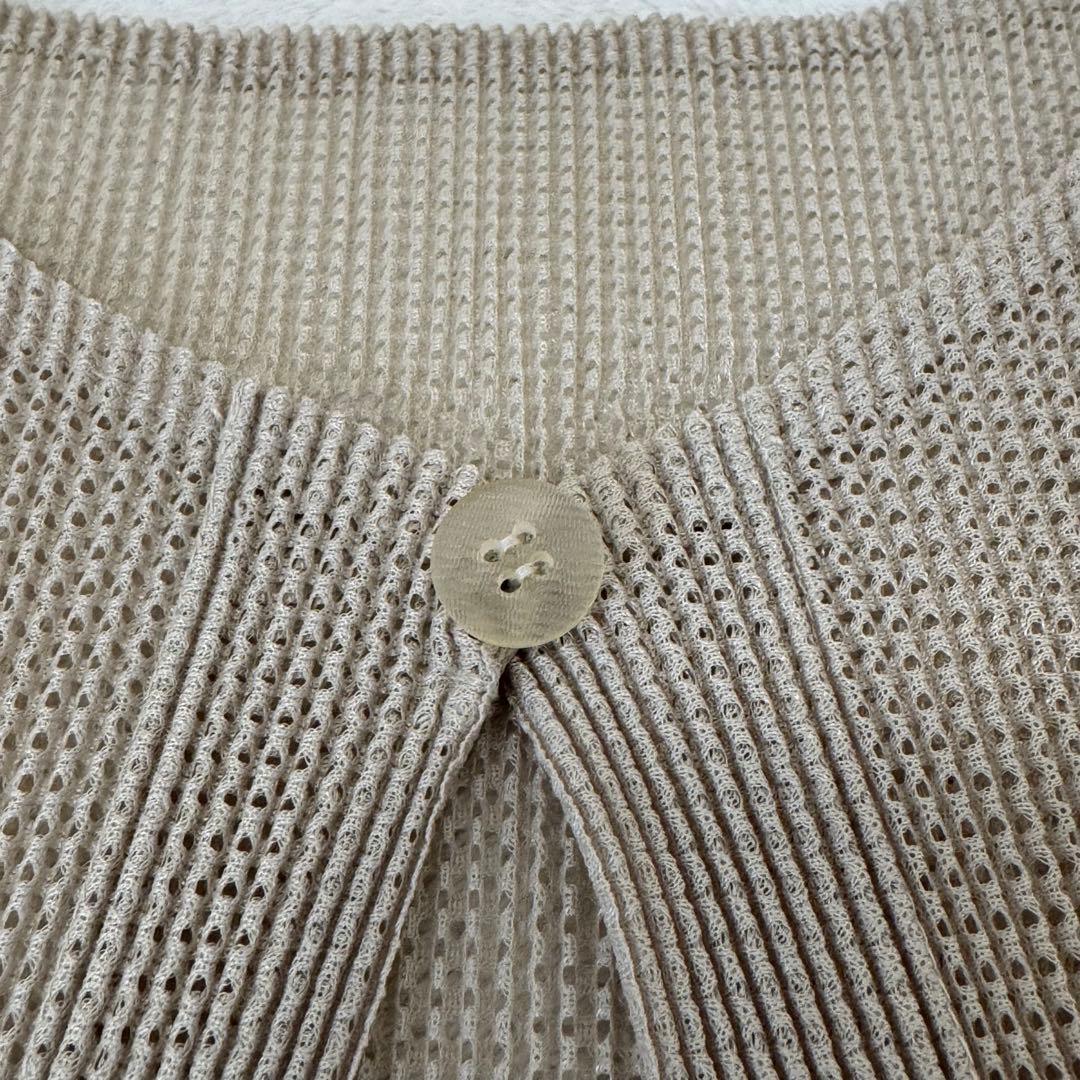 極美品✨PLEATS PLEASE プリーツ　ノーカラー　ベージュ　カーディガン