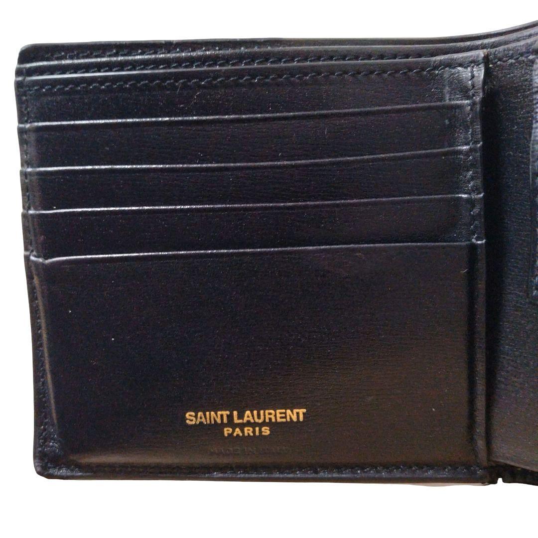 ✨美品✨サンローラン 二つ折り財布 レザー カサンドラ ゴールド金具 本革 黒