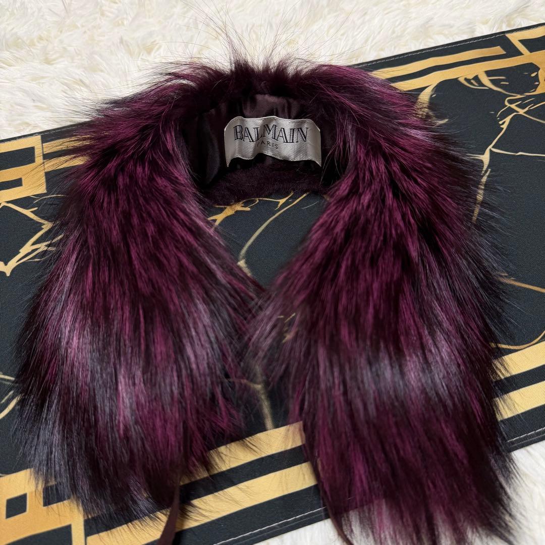 未使用タグ付 BALMAIN バルマン 希少カラー フォックスファー マフラー