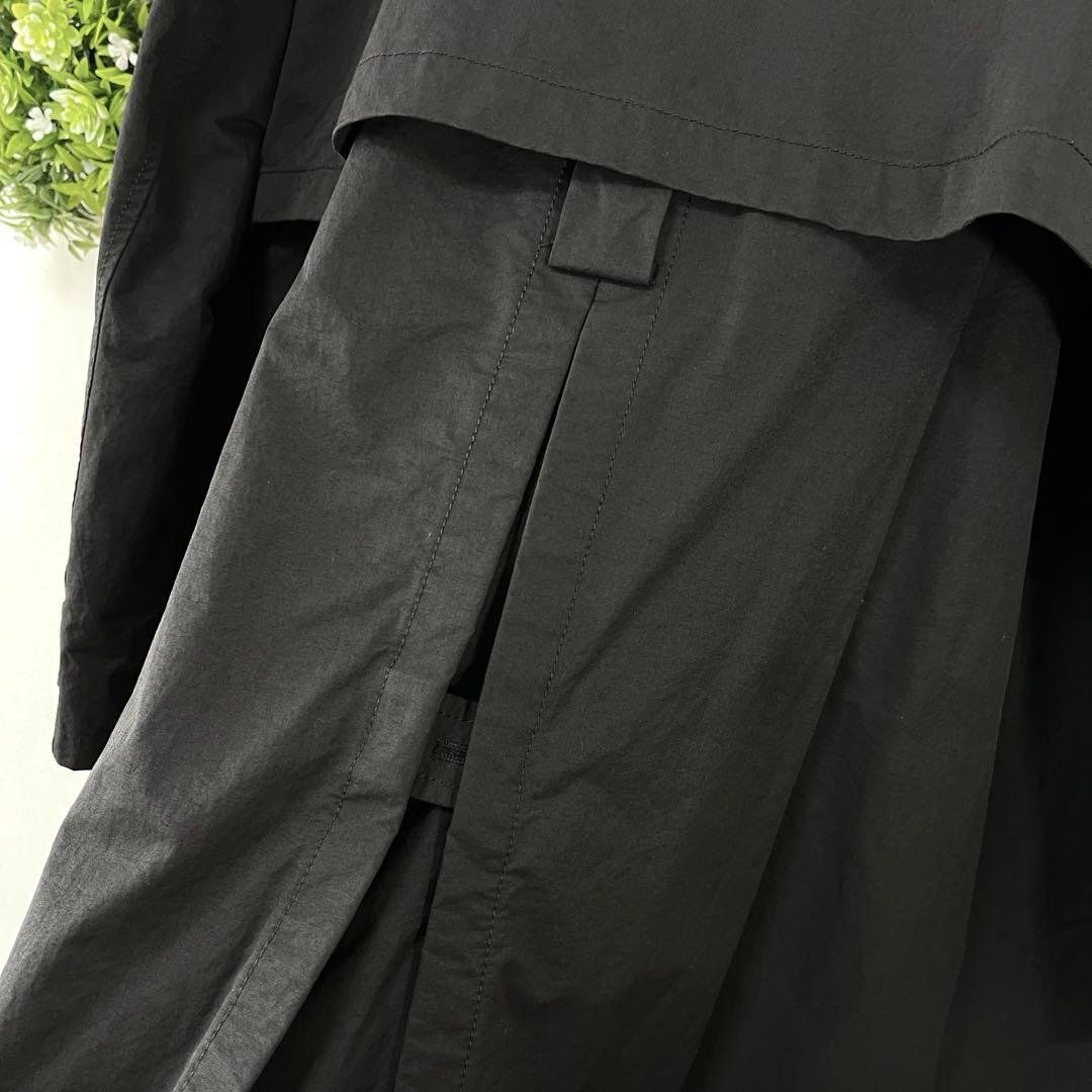 【美品】Malle 【F】ナイロンコート　トレンチコート　ブラック　セミロング