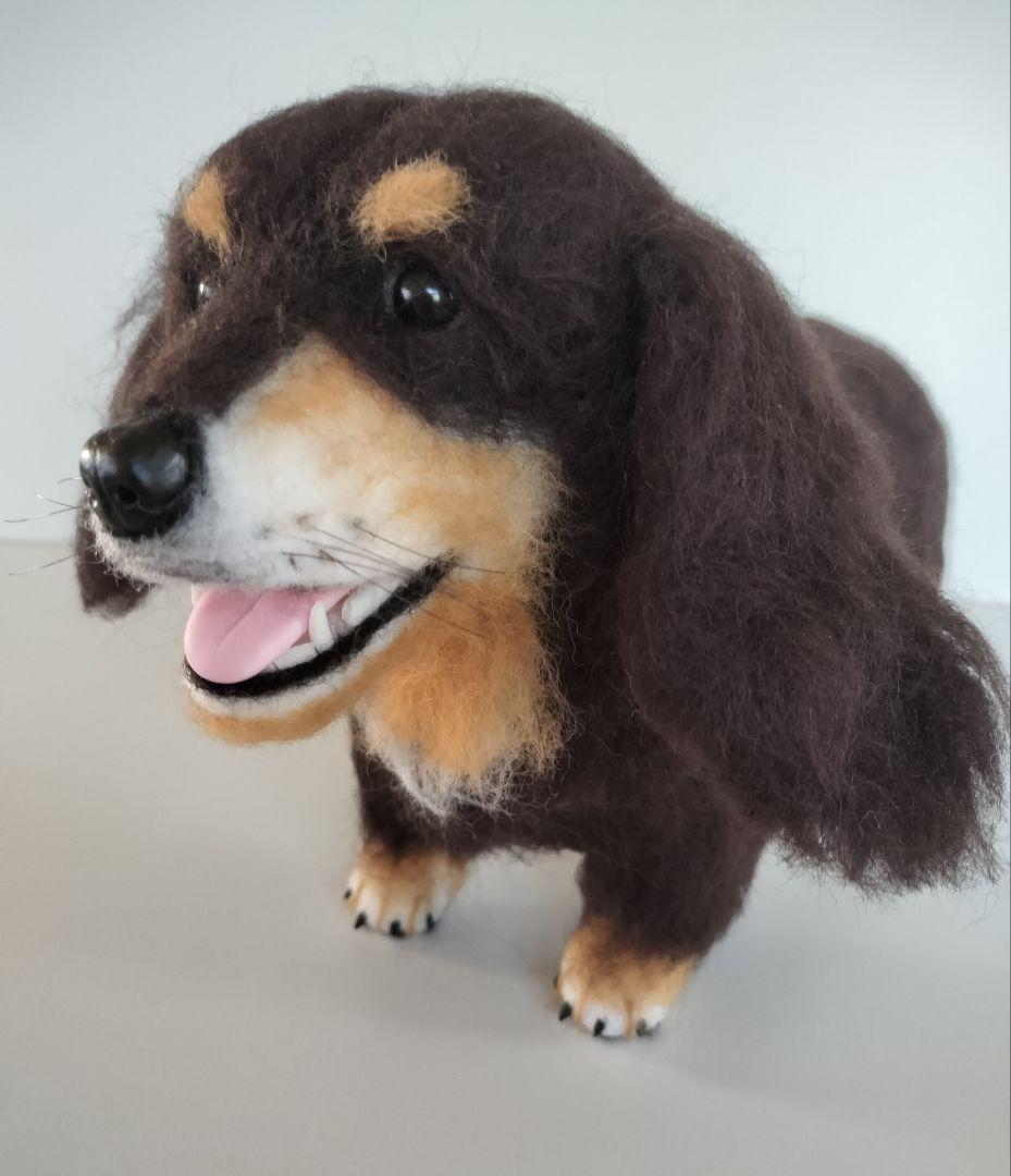 ミニチュアダックス◆羊毛フェルト　犬　ハンドメイド　舌出し　37cm
