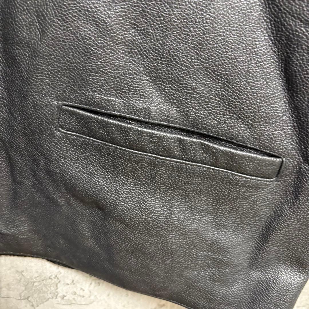 古着　レザーベスト　ブラック　本革　ビンテージ　2XL